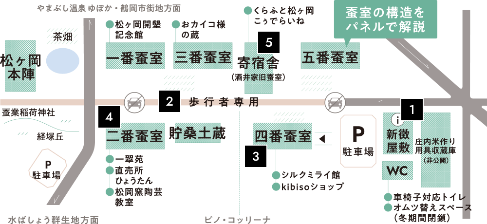 松ヶ岡開墾場内MAP